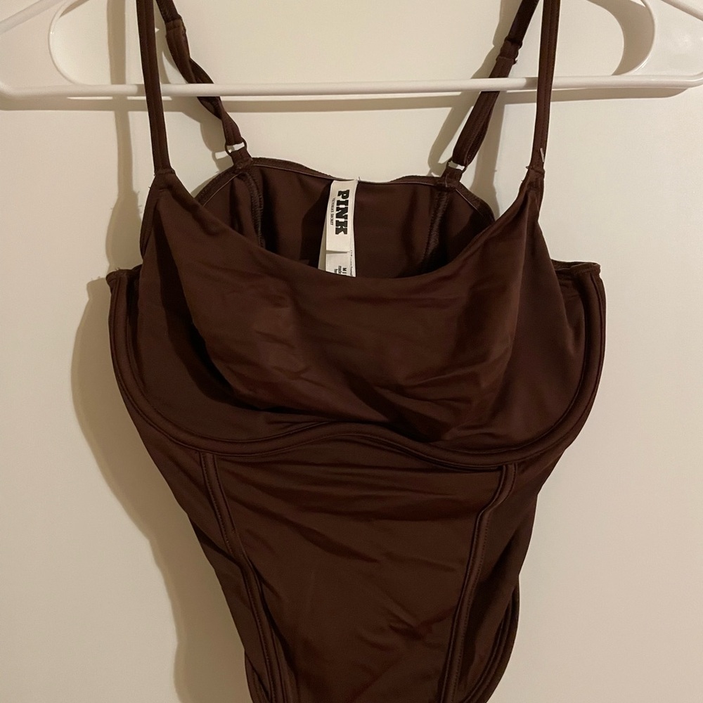 Victoria's Secret PINK | Dark Brown Corset Tank Top